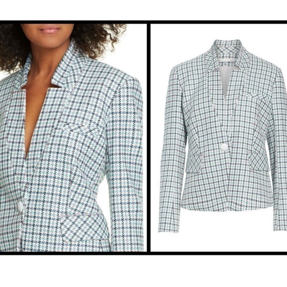 Veronica Beard - Farley Dickey Blazer- Turquoise Houndstooth - 4 - Picture 3 of 8